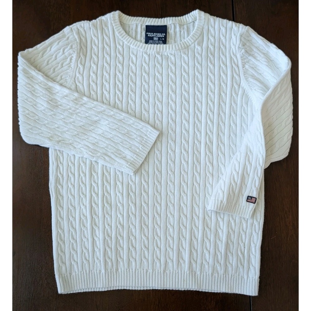 Vintage Polo Jeans Co. Ralph Lauren Cable Knit Sweater Girls Youth Large L 12-14